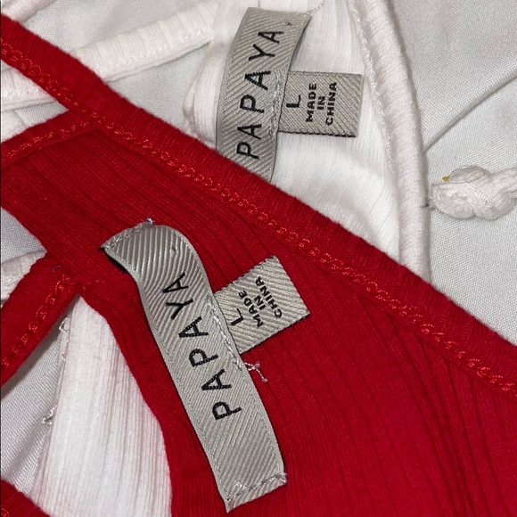 Papaya Tie Crop Top Set - Picture 3 of 3